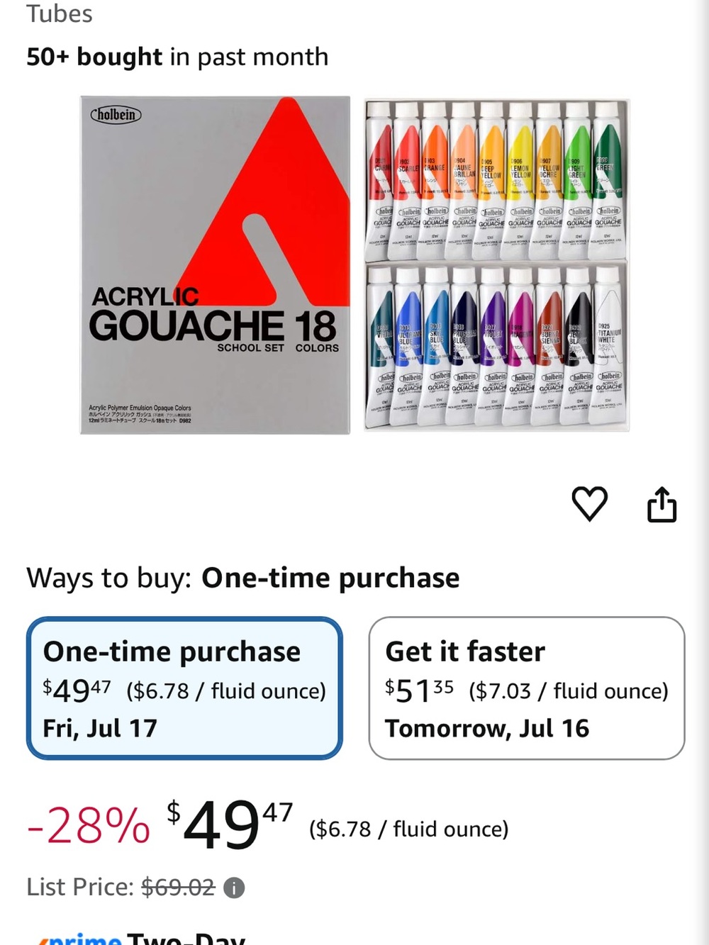 Holbein Acrylic Gouache 18 Color Set -m